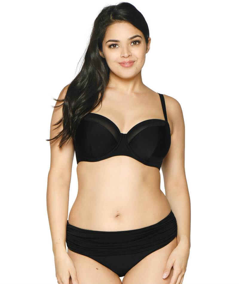 Curvy Kate Sheer Class Deep Foldover Brief - Black Swim