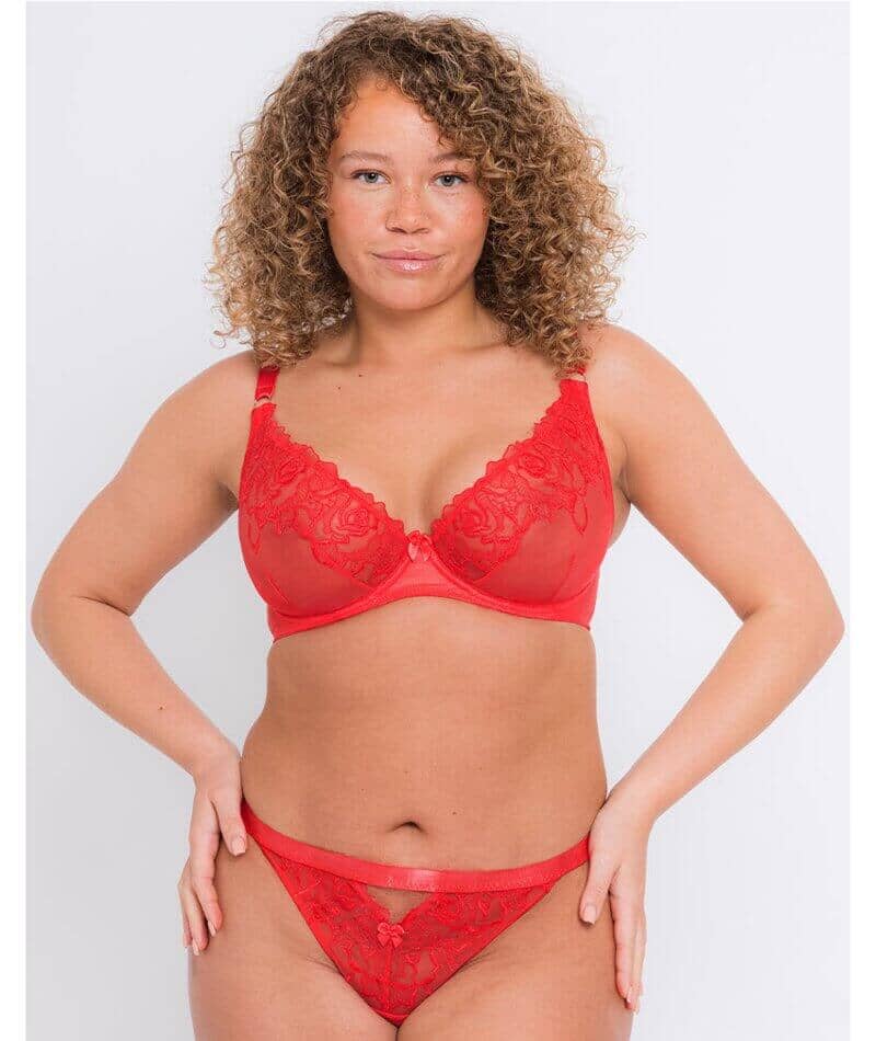 Curvy Kate Stand Out Scooped Plunge Bra - Fiery Red - Curvy Bras