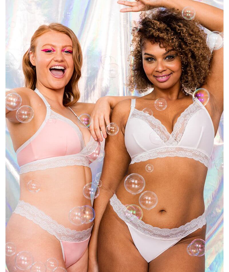 Curvy Kate Twice the Fun Reversible Wire-free Bralette - White/Pink - Curvy  Bras