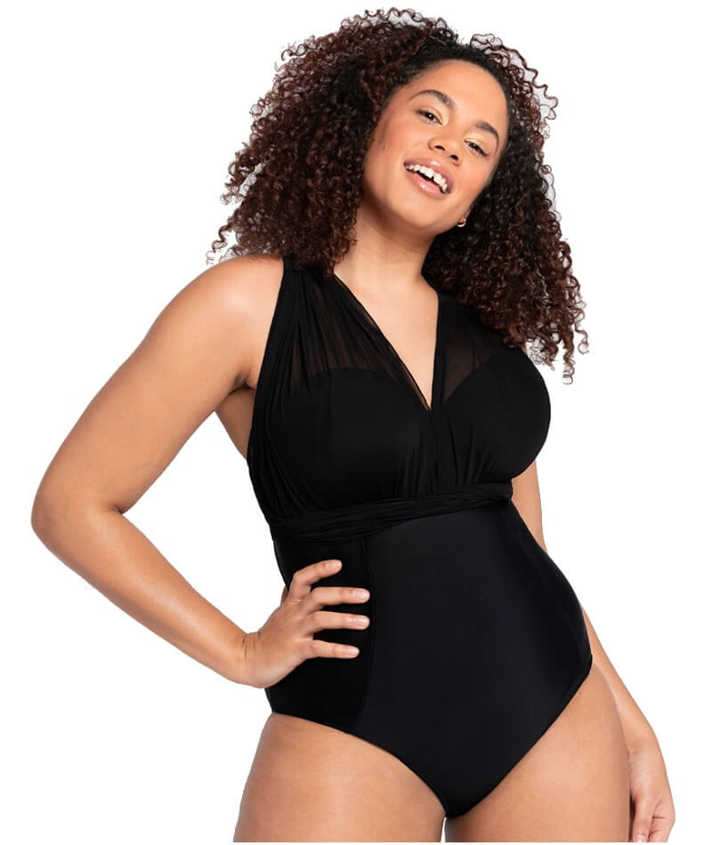 Curvy Kate Wrapsody Bandeau One Piece Swimsuit - Black Swim