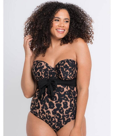 Curvy Kate Wrapsody Bandeau One Piece Swimsuit - Leopard Print Swim