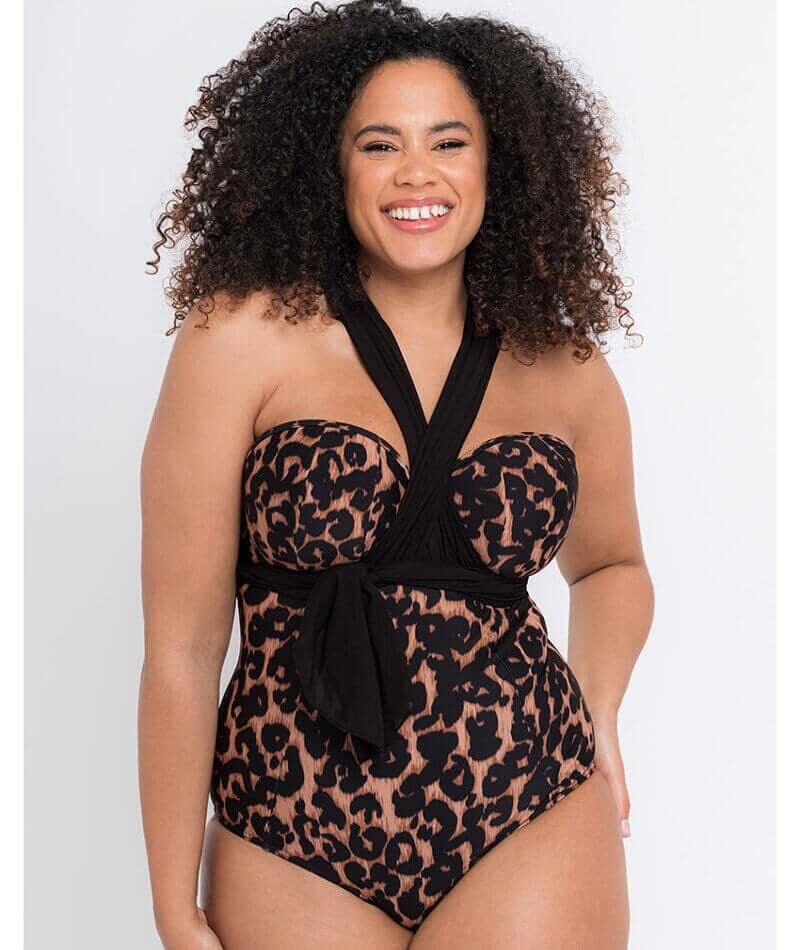 Curvy Kate Wrapsody Bandeau One Piece Swimsuit - Leopard Print - Curvy Bras