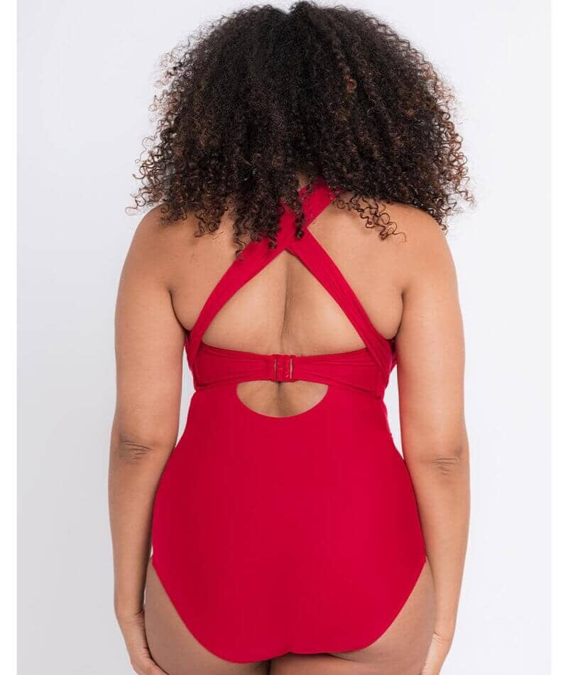 Curvy Kate Wrapsody Bandeau One Piece Swimsuit - Red - Curvy Bras