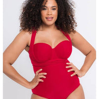 Curvy Kate Wrapsody Bandeau One Piece Swimsuit - Red
