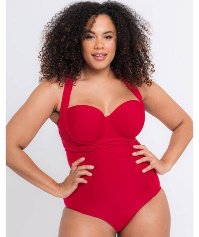 Curvy Kate Wrapsody Bandeau One Piece Swimsuit - Red - Curvy Bras Curvy Kate Wrapsody Bandeau One Piece Swimsuit - Red - Curvy Bras
