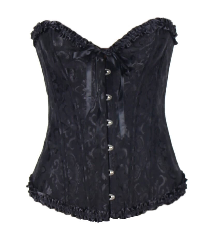 Curvy Satin Jacquard Corset - Black Corsets