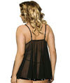 Curvy Mesh & Lace Cup Babydoll Nightdress with G-String - Black Babydoll / Chemise