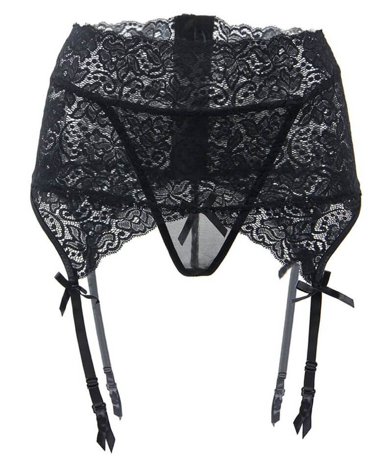 Curvy Lace Suspender with G-String - Black - Curvy Bras Curvy Lace Suspender with G-String - Black - Curvy Bras