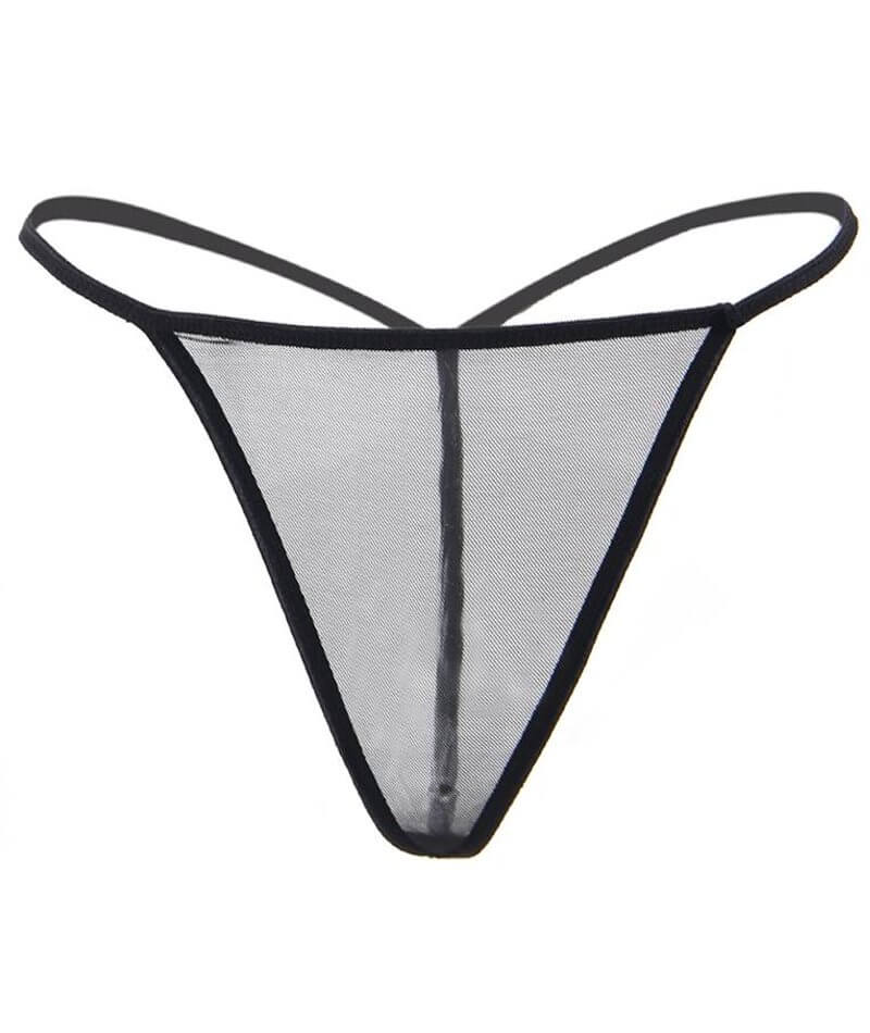 Curvy Wide Lace Garter with G-String - Black Babydoll / Chemise