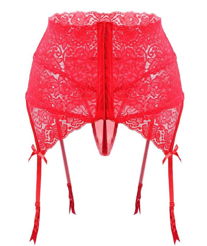 Curvy Wide Lace Suspender with G-String - Red - Curvy Bras Curvy Wide Lace Suspender with G-String - Red - Curvy Bras