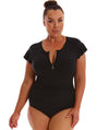 Capriosca Frill Zip One Piece - Black Swim