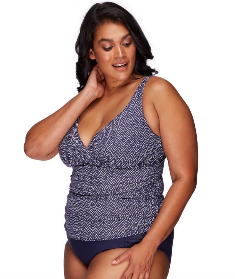 Artesands Zig Zag Delacroix Cross Front D-G Cup Tankini Top - Navy Swim