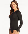 Sea Level Eco Essentials Long Sleeve A-DD Cup One Piece Swimsuit - Black Swim