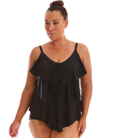 Capriosca 3 Tier Tankini Top - Black Swim