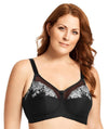 Elila Embroidered Non-Underwired Bra - Black Silver Bras 36A Black/Silver