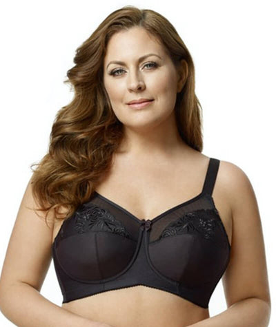 Elila Embroidered Wire-free Bra - Black - Curvy Bras