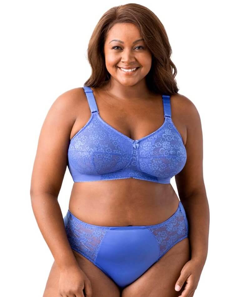 Elila Embroidered Lace Wire-free Bra - Cobalt - Curvy Bras