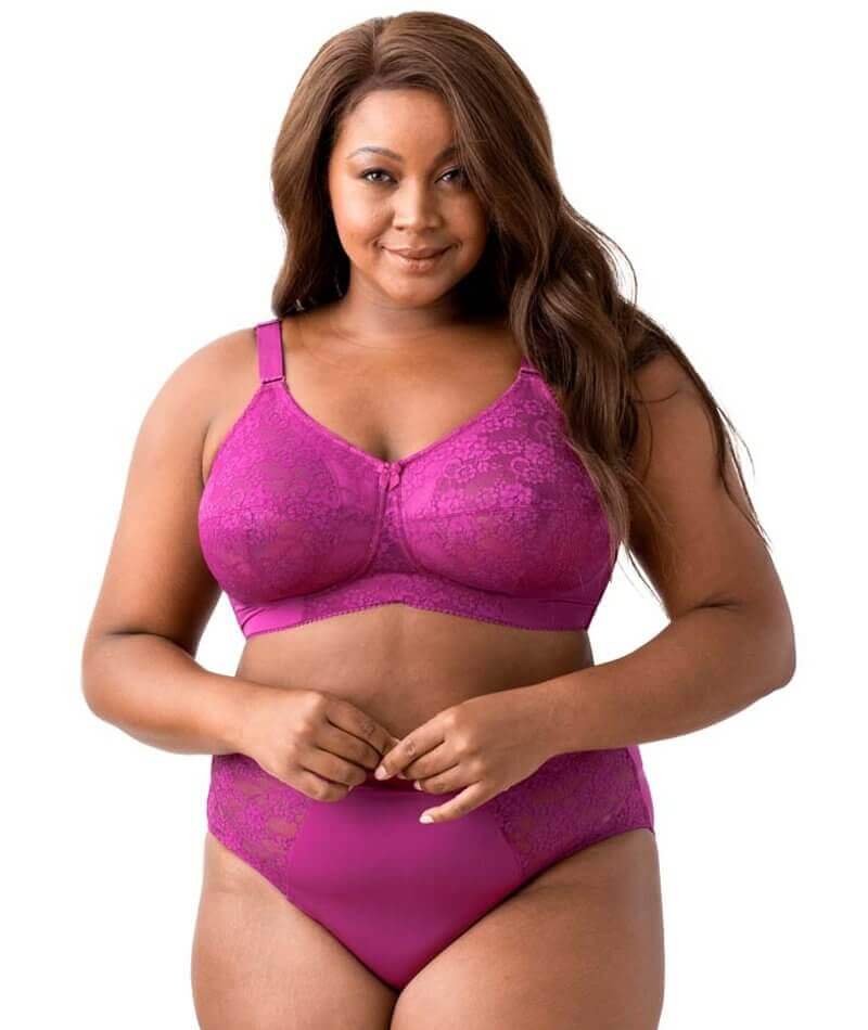 Elila Embroidered Lace Wire-free Bra - Fuchsia - Curvy Bras