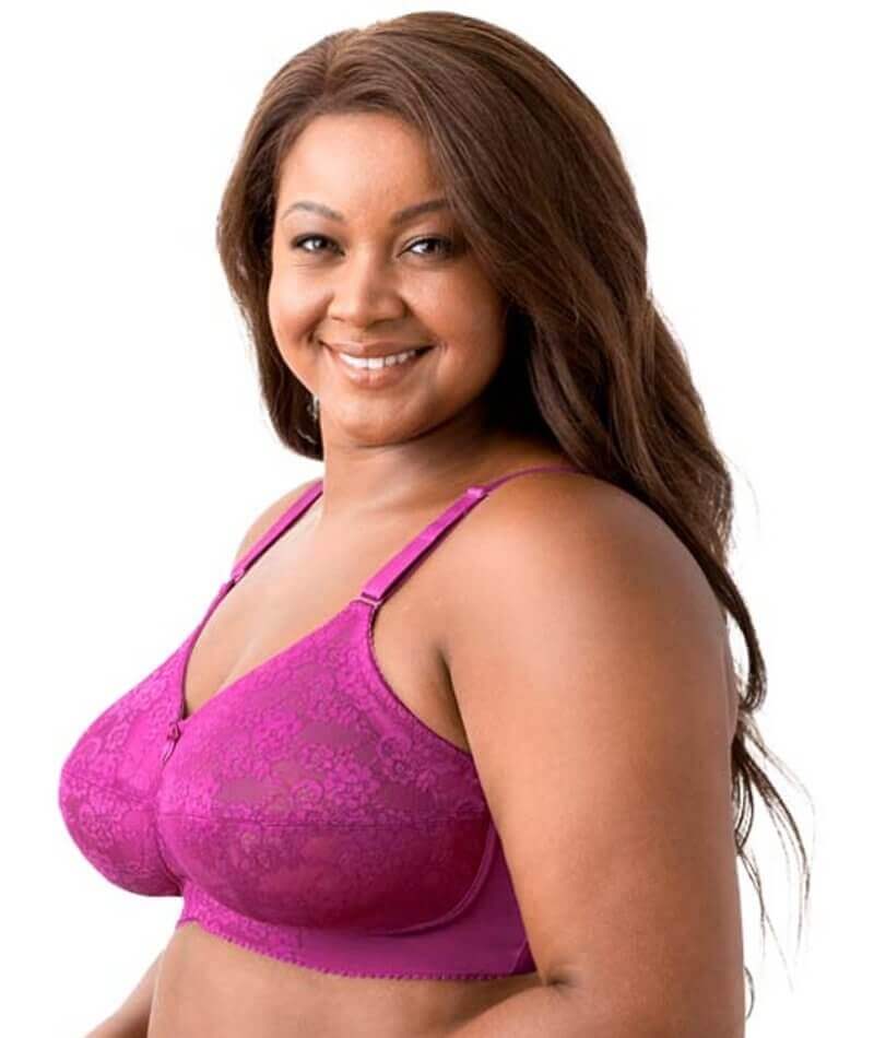 Elila Embroidered Lace Wire-free Bra - Fuchsia - Curvy Bras