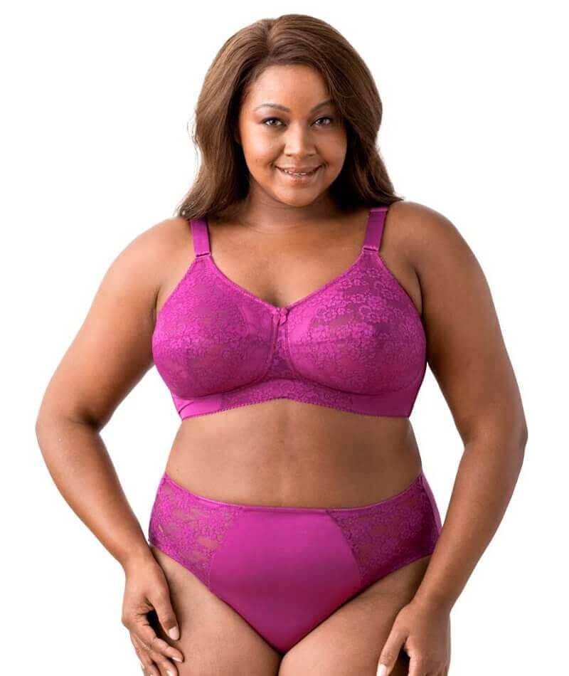 Elila Embroidered Lace Wire free Bra Fuchsia Curvy Bras