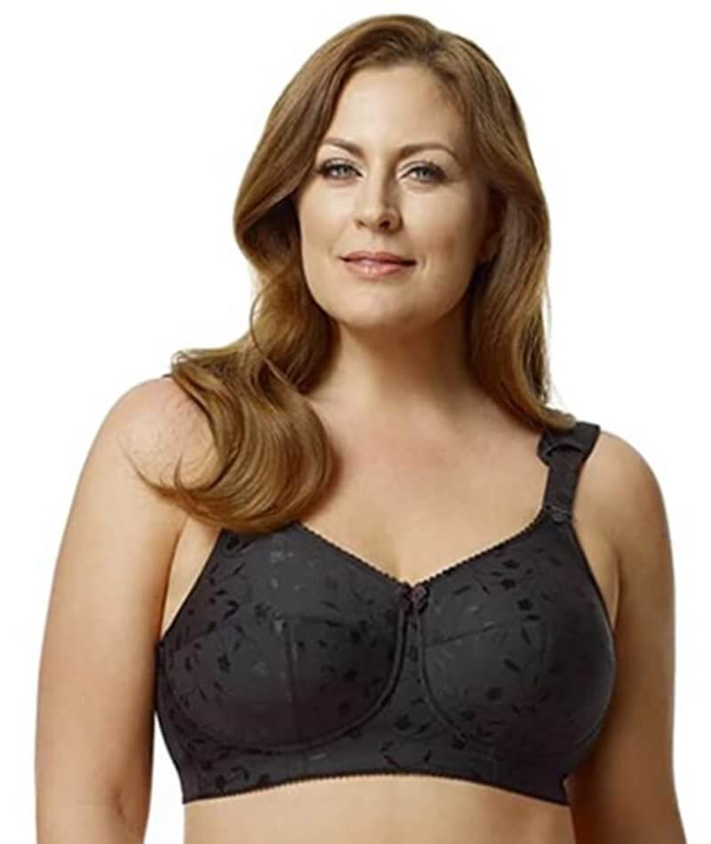 Elila Jacquard Non-Underwired Bra - Black Bras 34F Black 