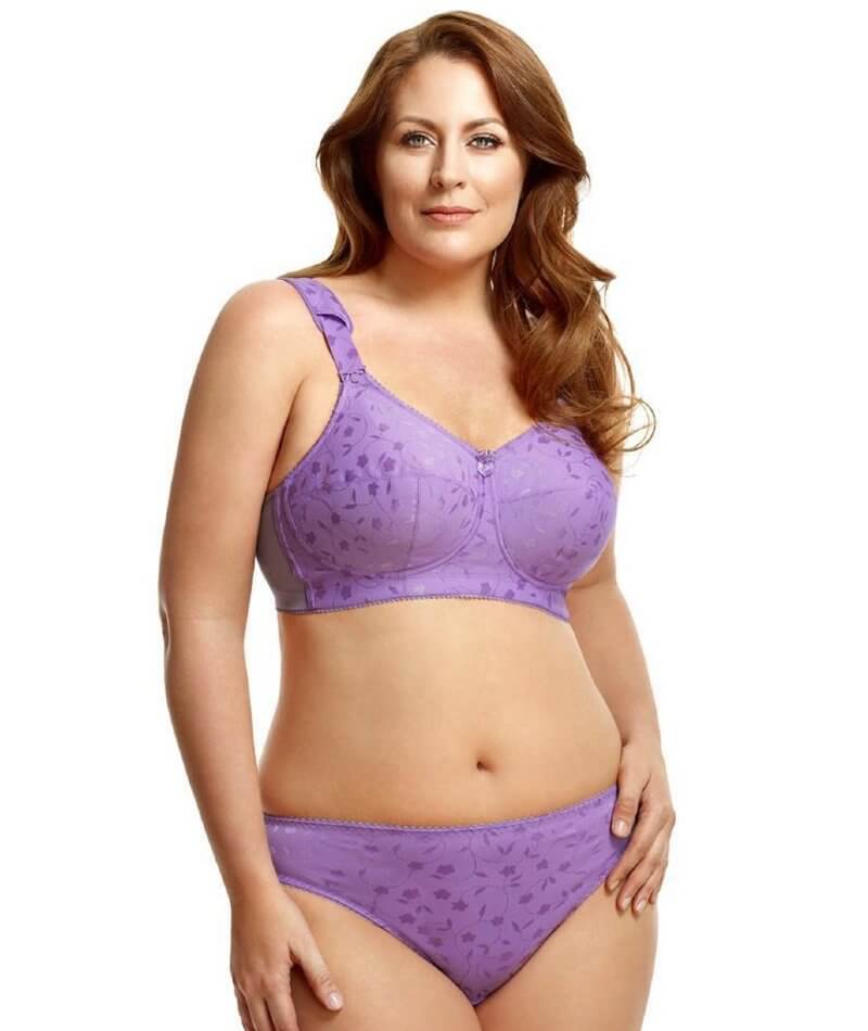 Elila Jacquard Non-Underwired Bra - Lilac Bras 34F Lilac 