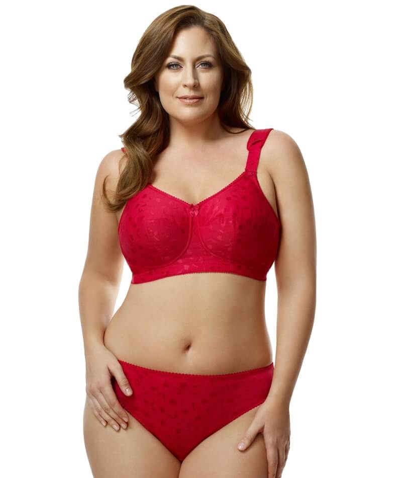 Elila Jacquard Wire-free Bra - Red - Curvy Bras