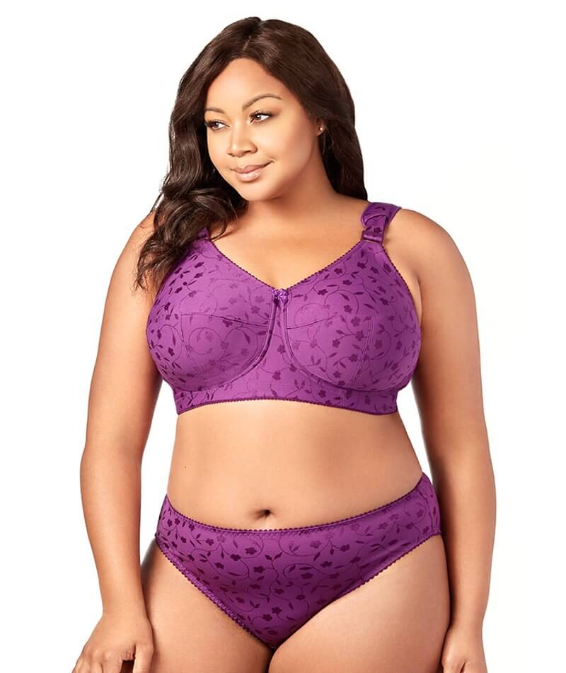 Elila Jacquard Non-Underwired Bra - Aubergine Bras 34F 