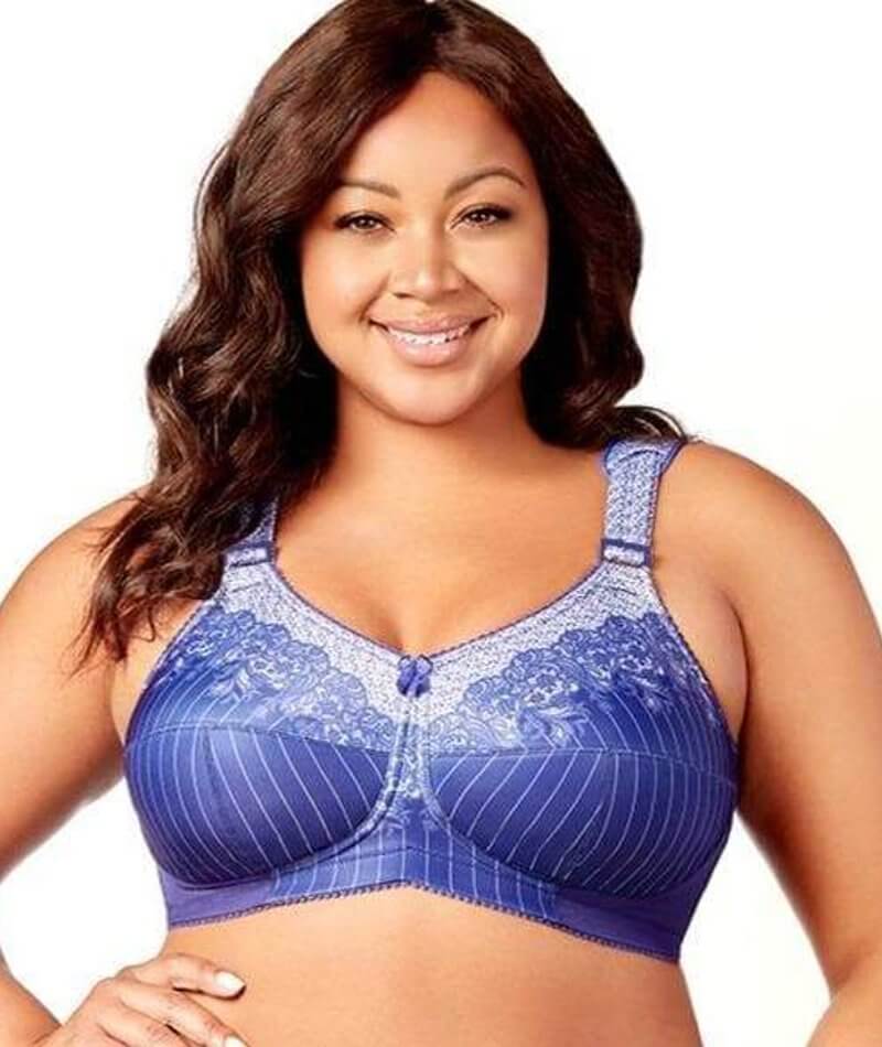 Elila Printed Full Coverage Non-Underwired Bra - Blue White Bras 36F Blue White 