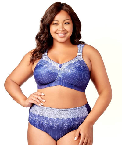 Elila Printed Full Coverage Non-Underwired Bra - Blue White Bras