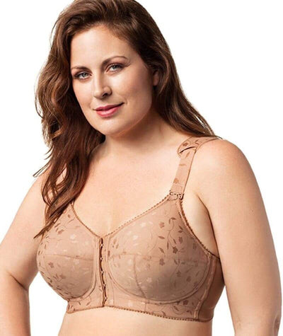 Elila Front Opening Wire-free Posture Bra - Mocha - Curvy Bras