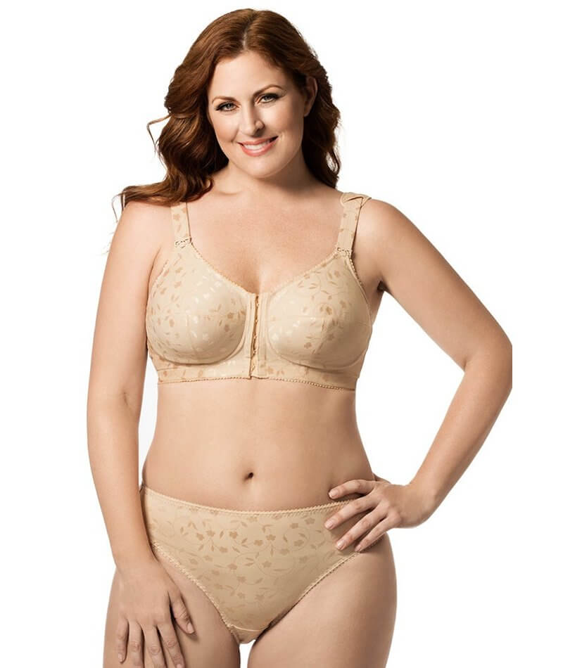 Elila Front Opening Wire-free Posture Bra - Nude - Curvy Bras