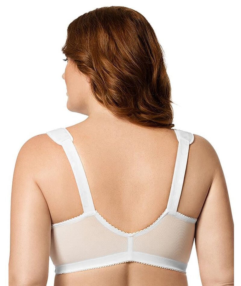 Elila Front Opening Wire-free Posture Bra - White - Curvy Bras