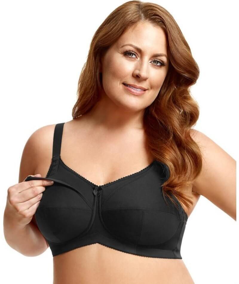 Elila Cotton Cup Wire-free Nursing Bra - Black - Curvy Bras