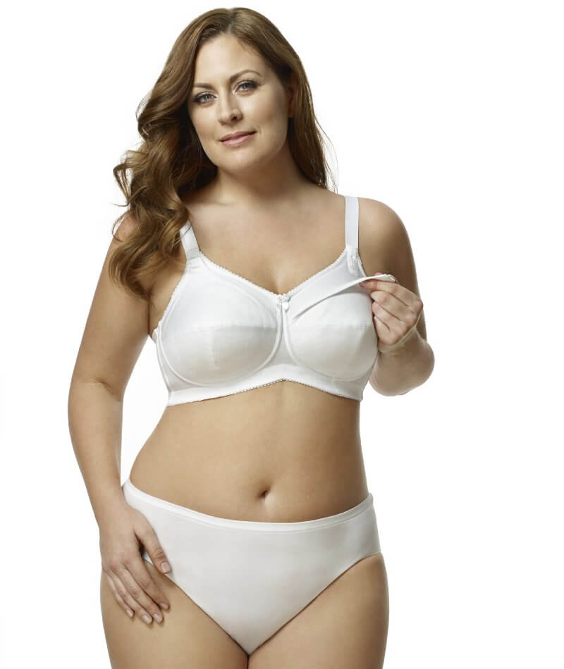 Elila Cotton Cup Wire-free Nursing Bra - White - Curvy Bras