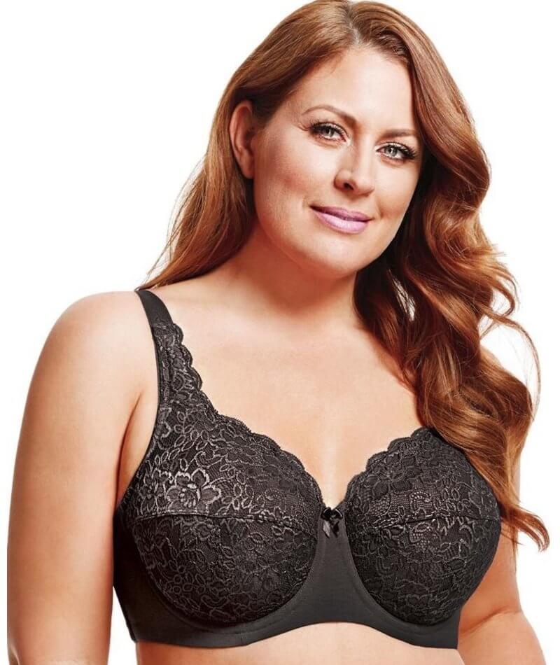 Elila Full Coverage Stretch Lace Underwired Bra - Black Bras 34E Black 