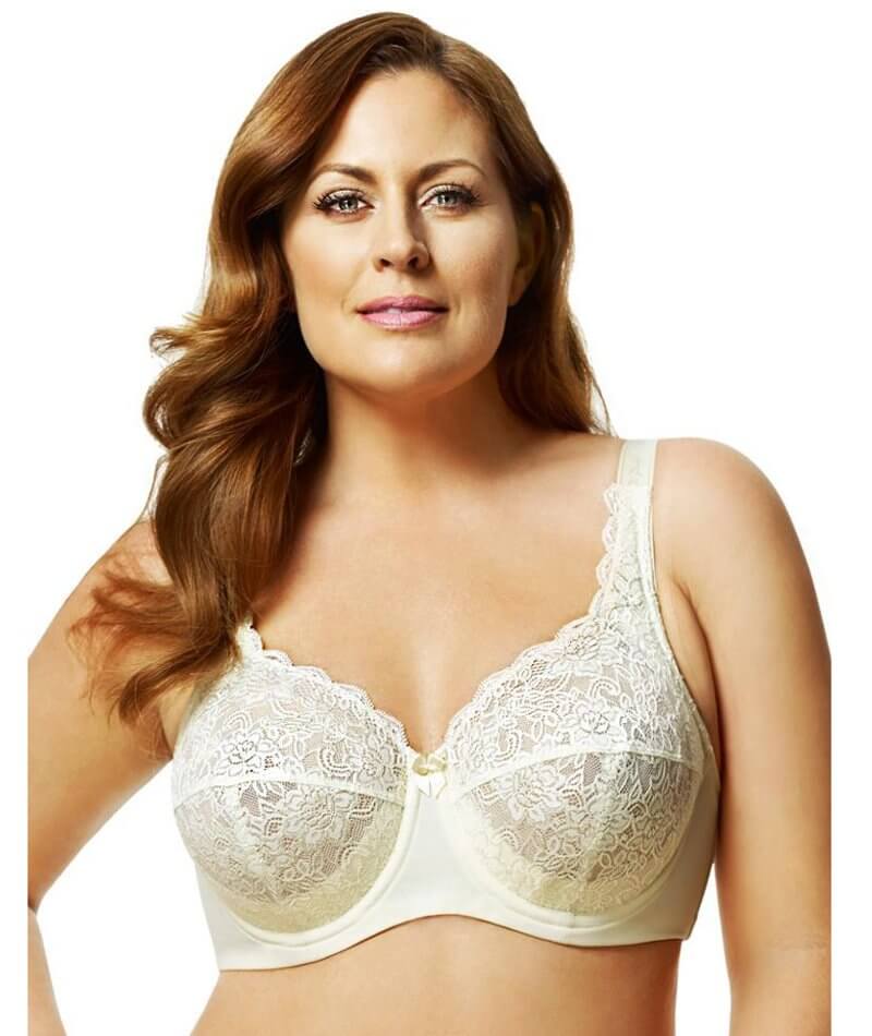 Elila Full Coverage Stretch Lace Underwired Bra - Ivory Bras 34E Ivory