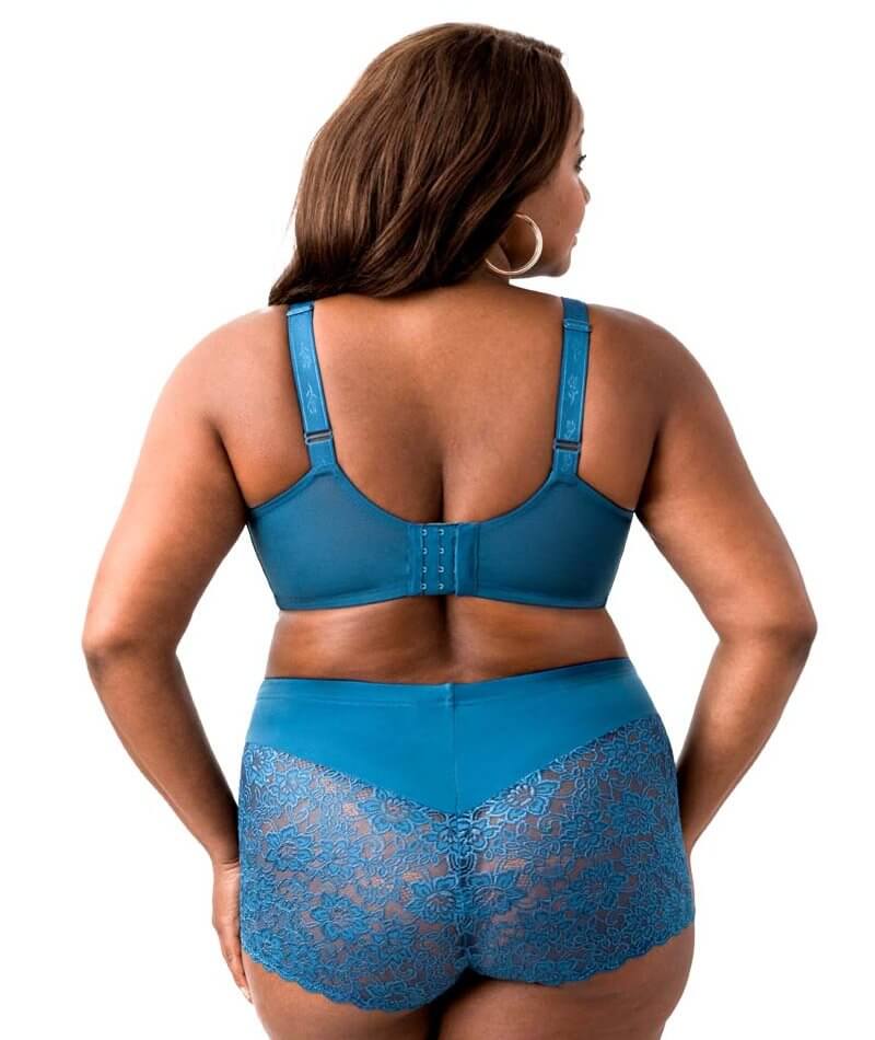 Elila Full Coverage Stretch Lace Underwired Bra - Teal Bras