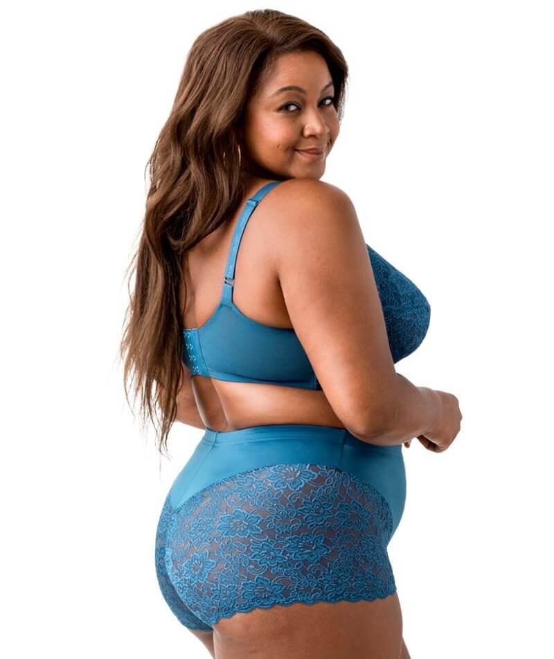 Elila Full Coverage Stretch Lace Underwired Bra - Teal - Curvy Bras