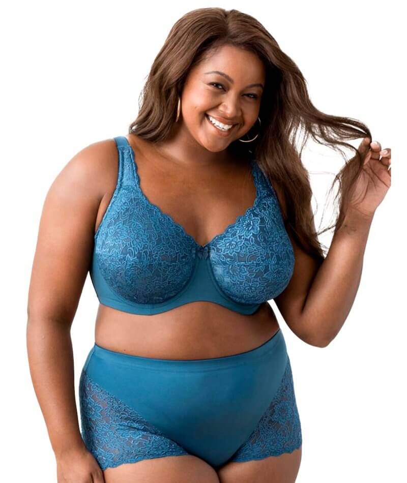 Elila Full Coverage Stretch Lace Underwired Bra - Teal Bras