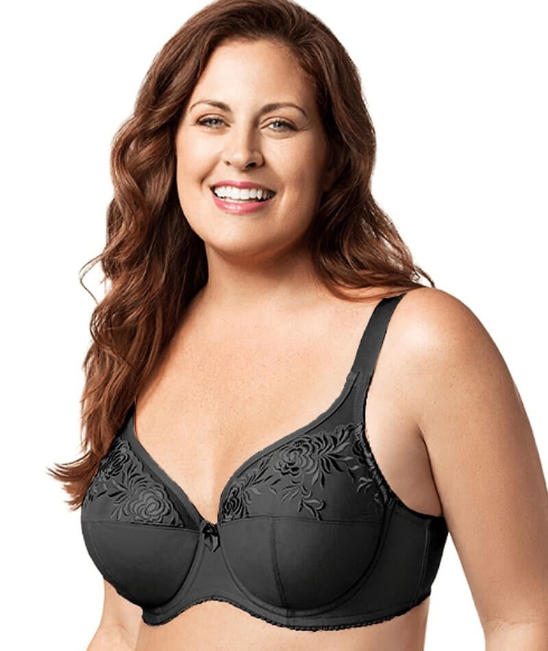 Elila Embroidered Microfiber Underwired Bra - Black Bras 36D Black