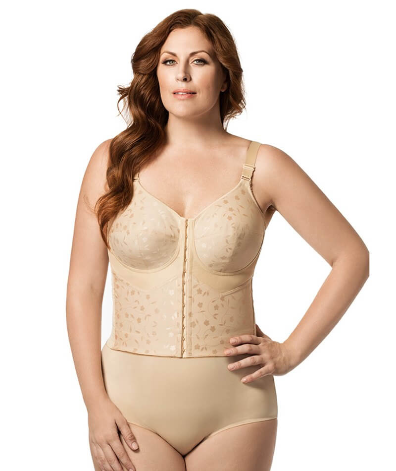 Elila Wire-free Front Opening Longline Bra - Nude - Curvy Bras