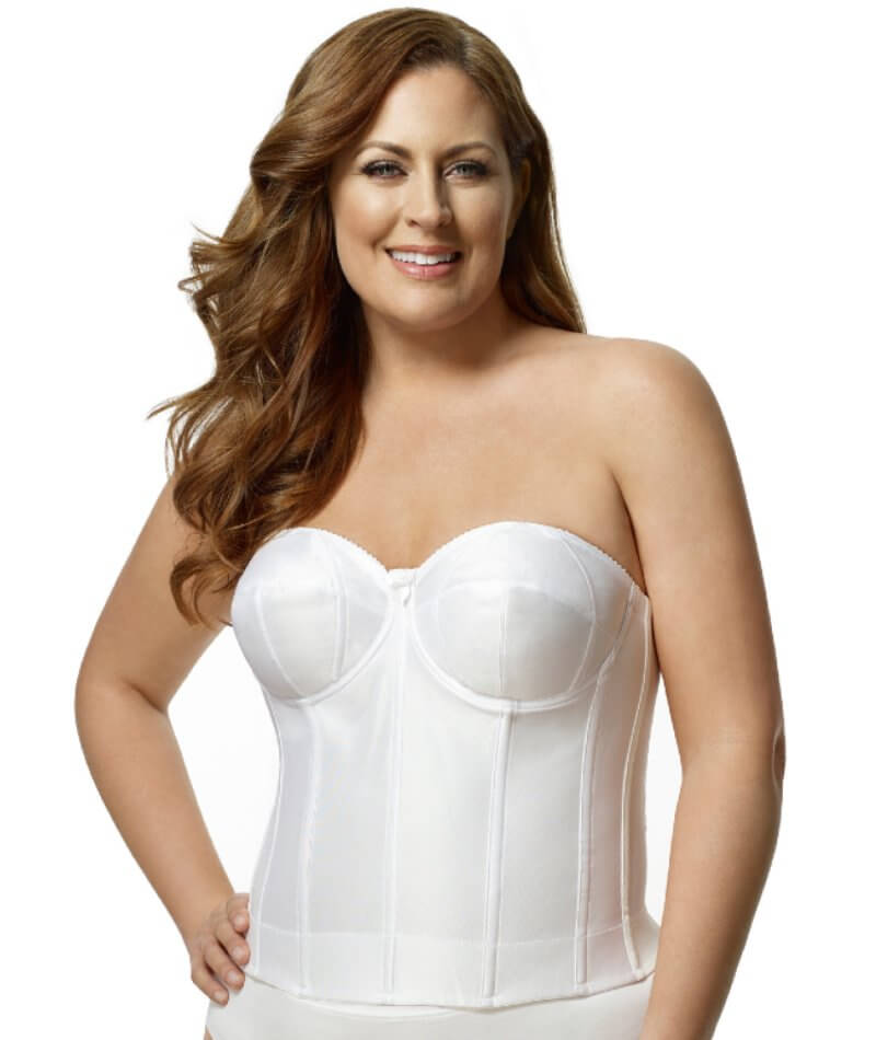 Elila Underwired Satin Strapless Longline - White Bras 34B White