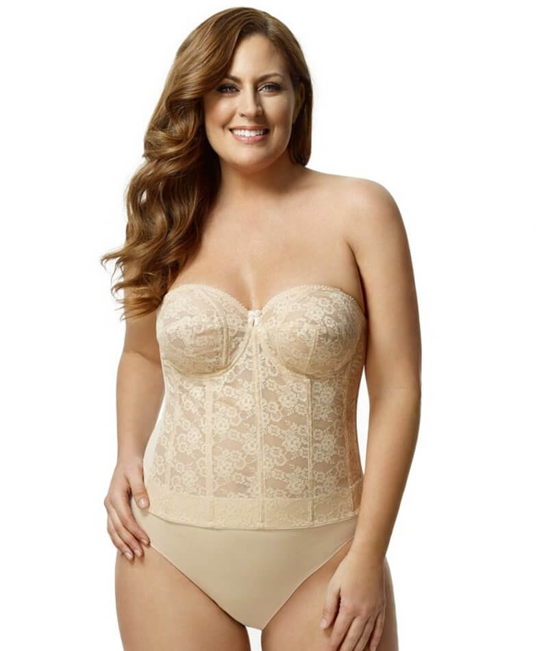 Elila Underwired Lace Strapless Longline Bra - Nude Bras