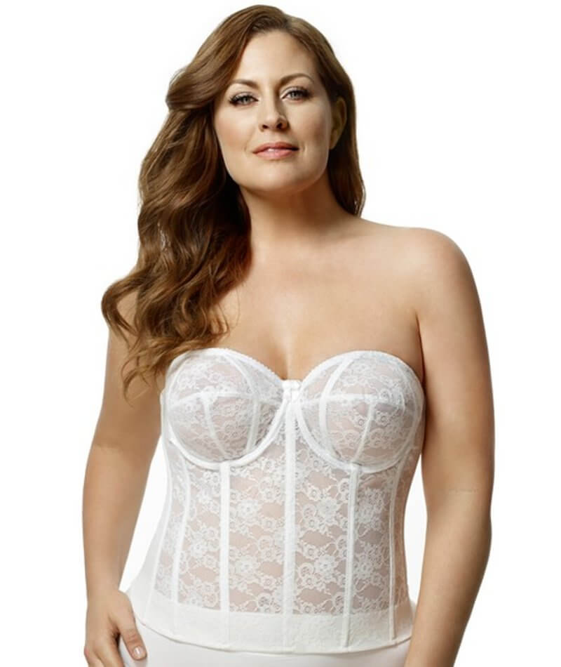 Elila Underwired Lace Strapless Longline Bra - White Bras 34B White 