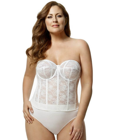 Elila Underwired Lace Strapless Longline Bra - White Bras