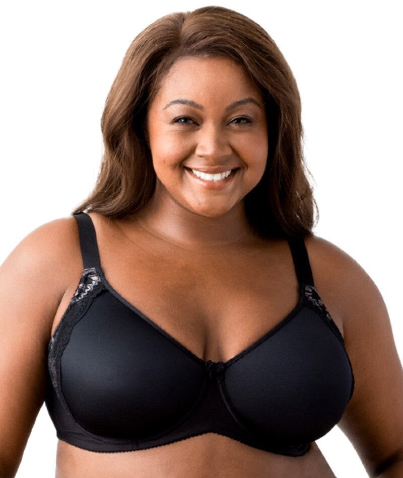 Elila Molded and Lace Underwire Bra - Black - Curvy Bras