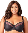 Elila Swiss Embroidered Underwire Balcony Bra - Black Bras