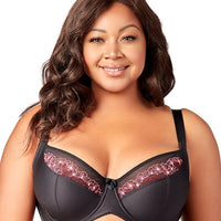 Elila Swiss Embroidered Underwire Balcony Bra - Black