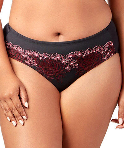 Elila Swiss Embroidered Microfiber Panty - Black - Curvy Bras